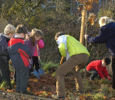 Tree planting by Children, courtesy the Tree Council